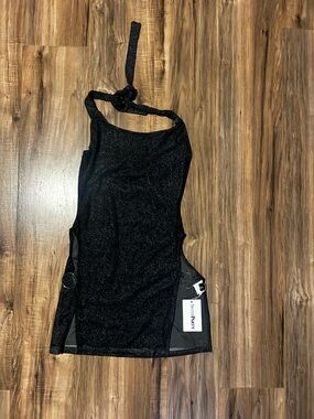 Sparkle Black Halter Mini Dress